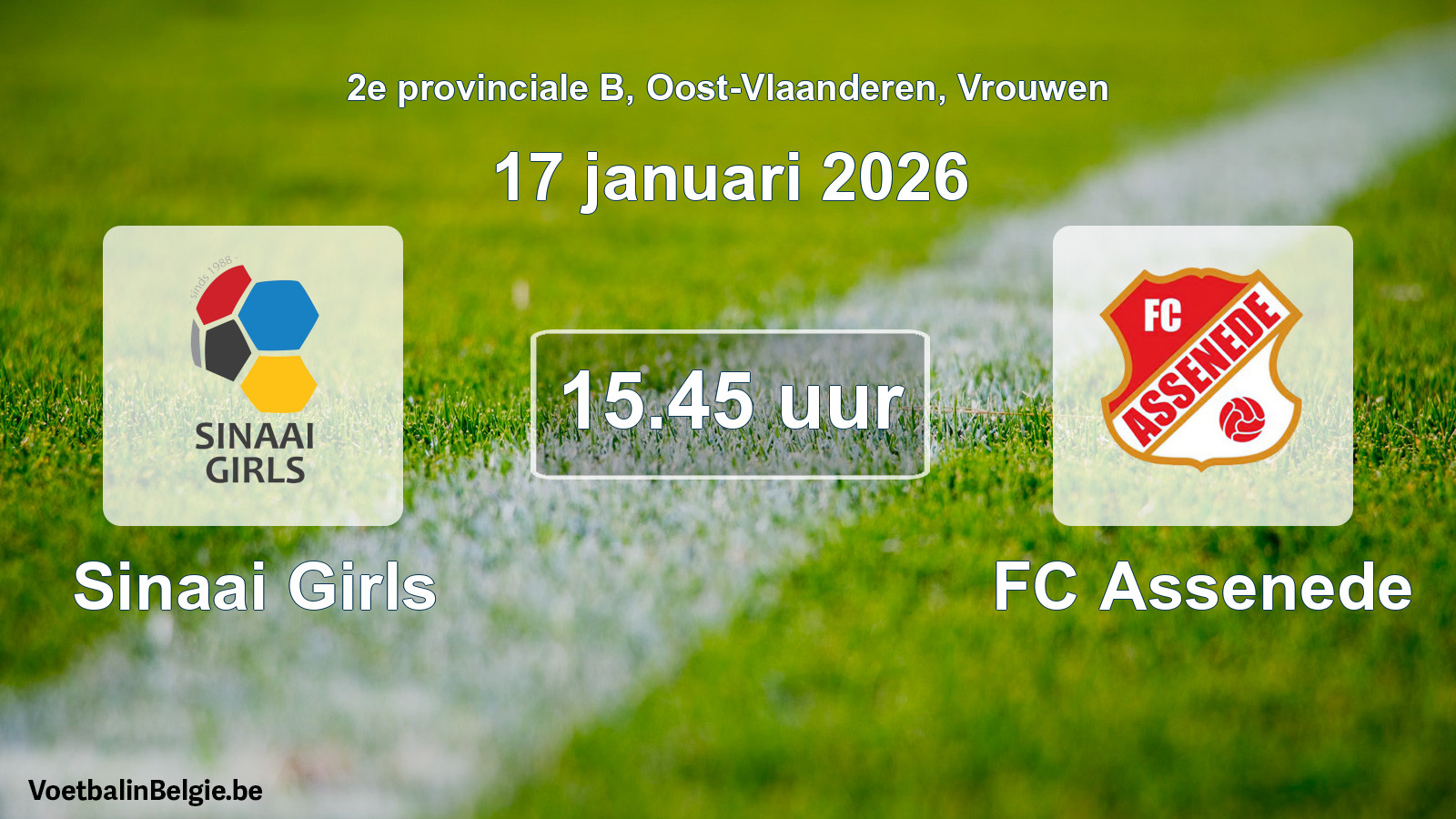 Geplande wedstrijd vrouwenvoetbal: Sinaai Girls - FC Assenede (17 januari 2026)