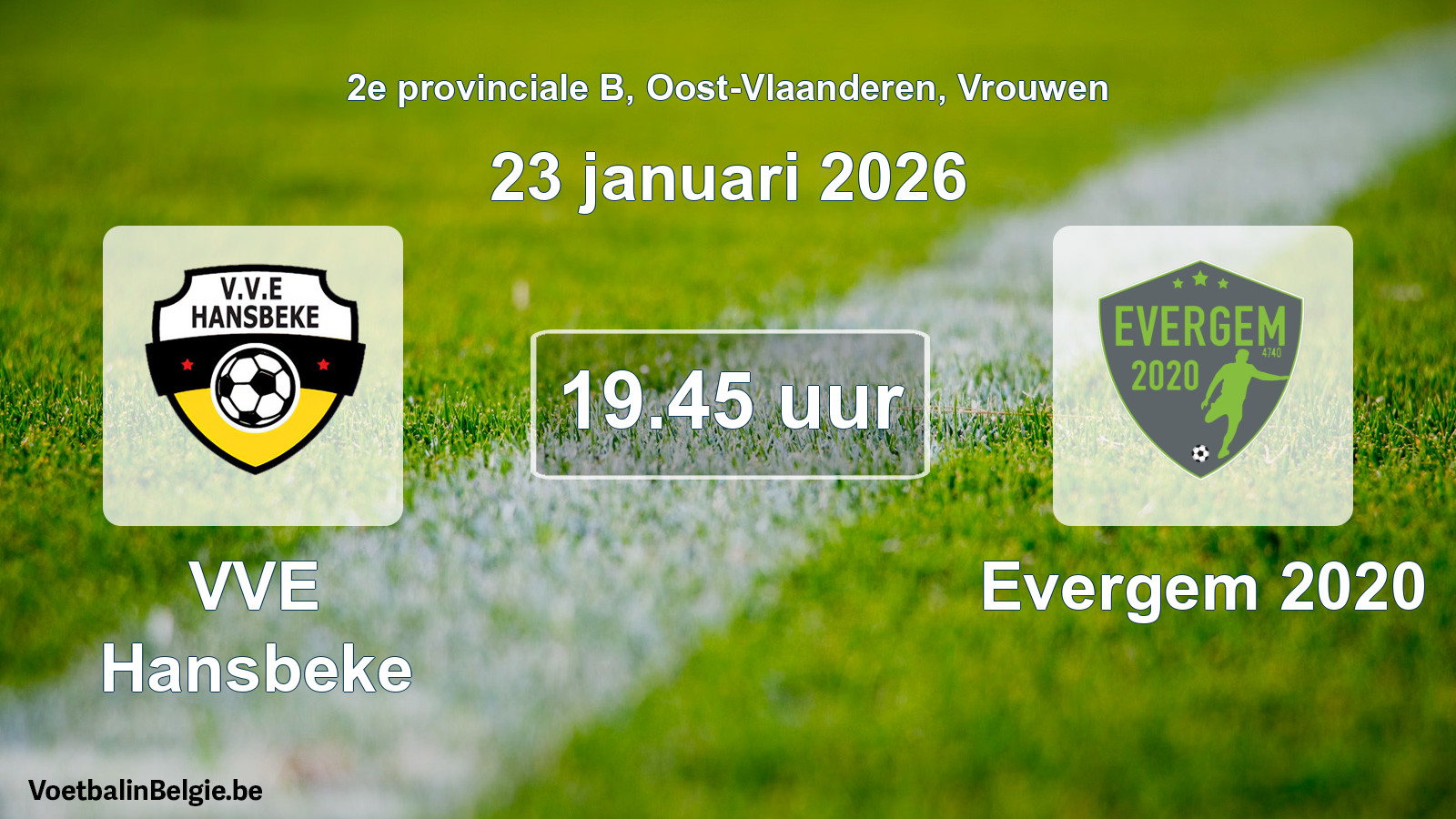 Scheduled match women football: VVE Hansbeke - Evergem 2020 (23 January 2026)