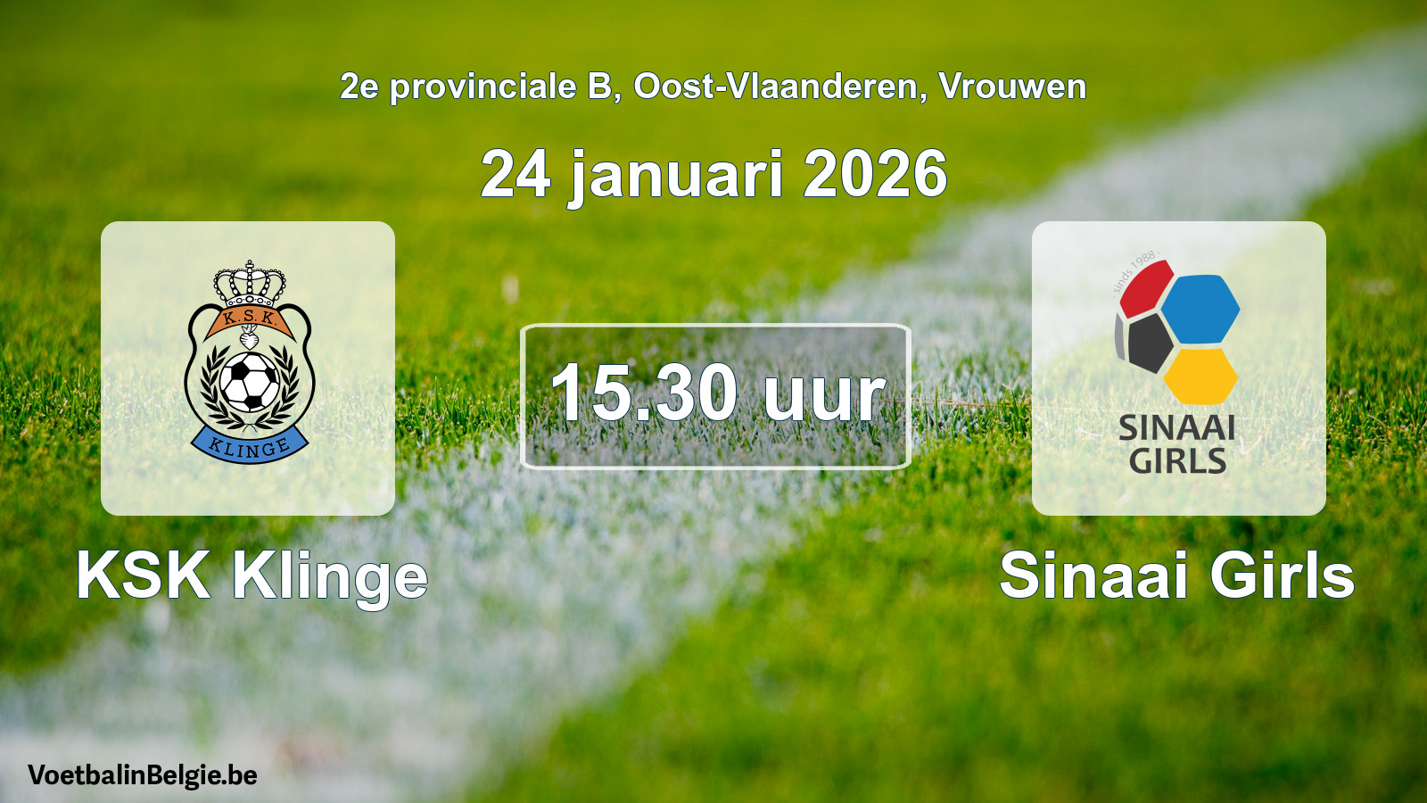 Geplantes Spiel frauen-Fußball: KSK Klinge - Sinaai Girls (24 Januar 2026)