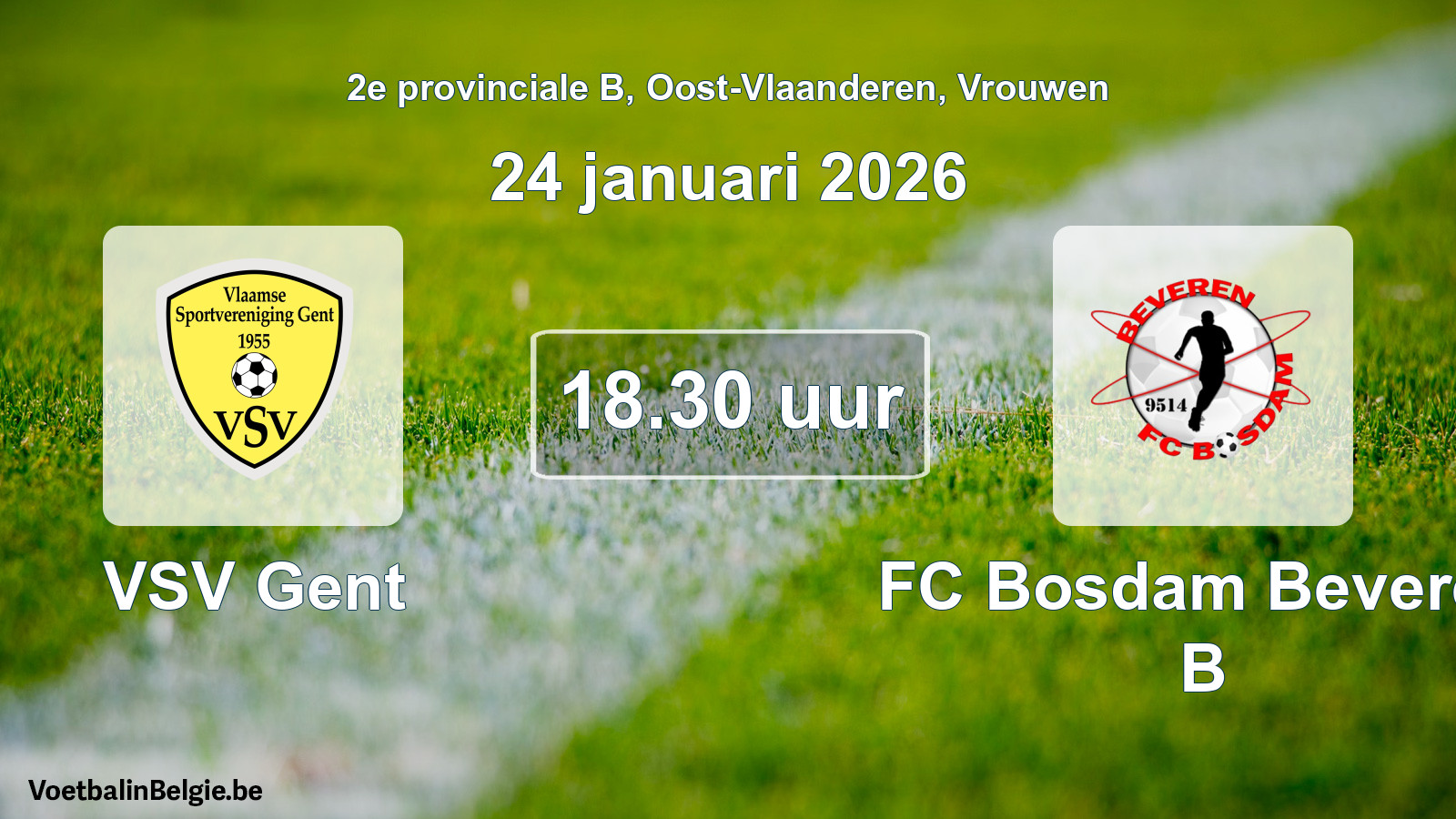 Scheduled match women football: VSV Gent - FC Bosdam Beveren B (24 January 2026)