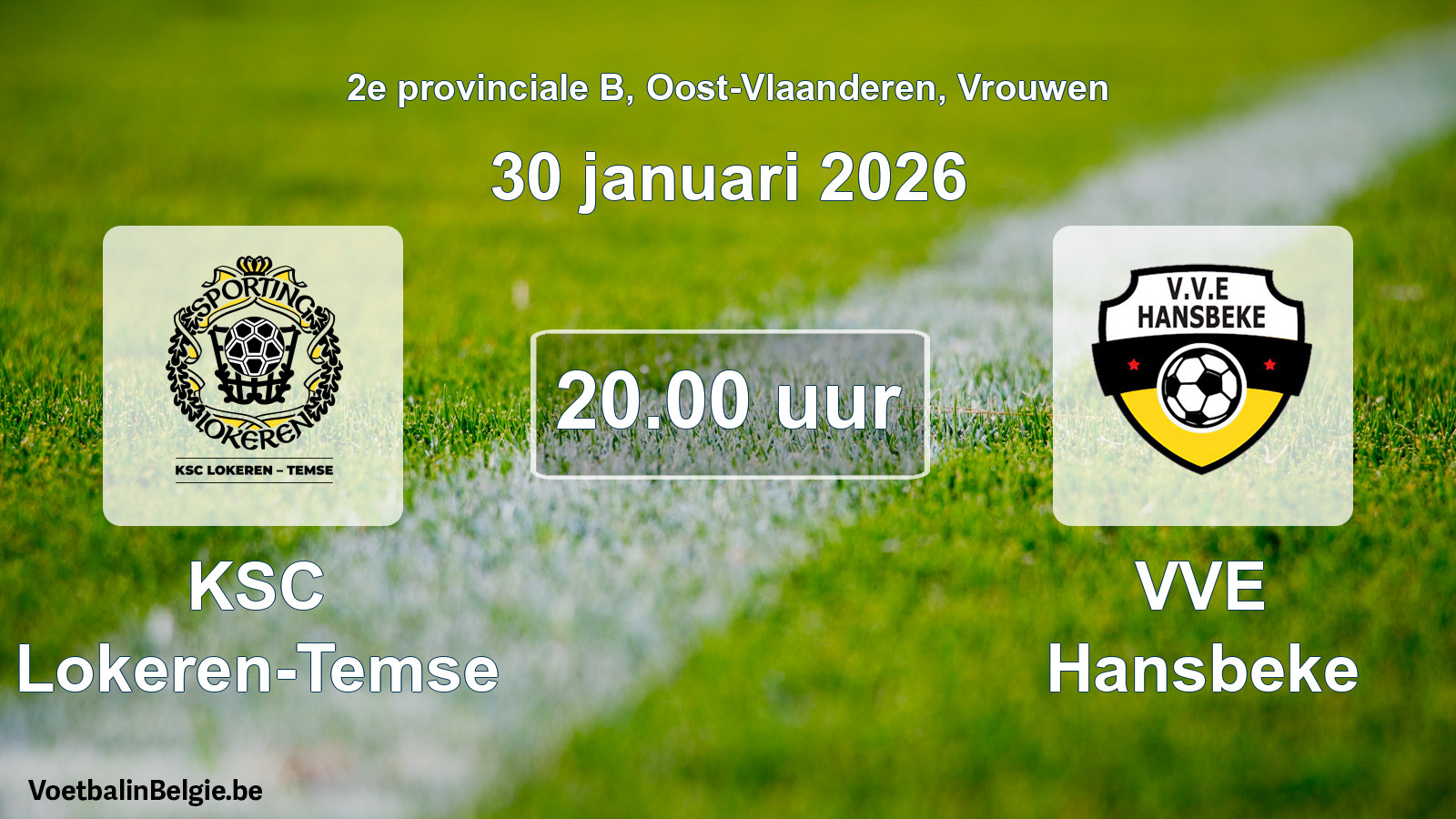 Scheduled match women football: KSC Lokeren-Temse - VVE Hansbeke (30 January 2026)