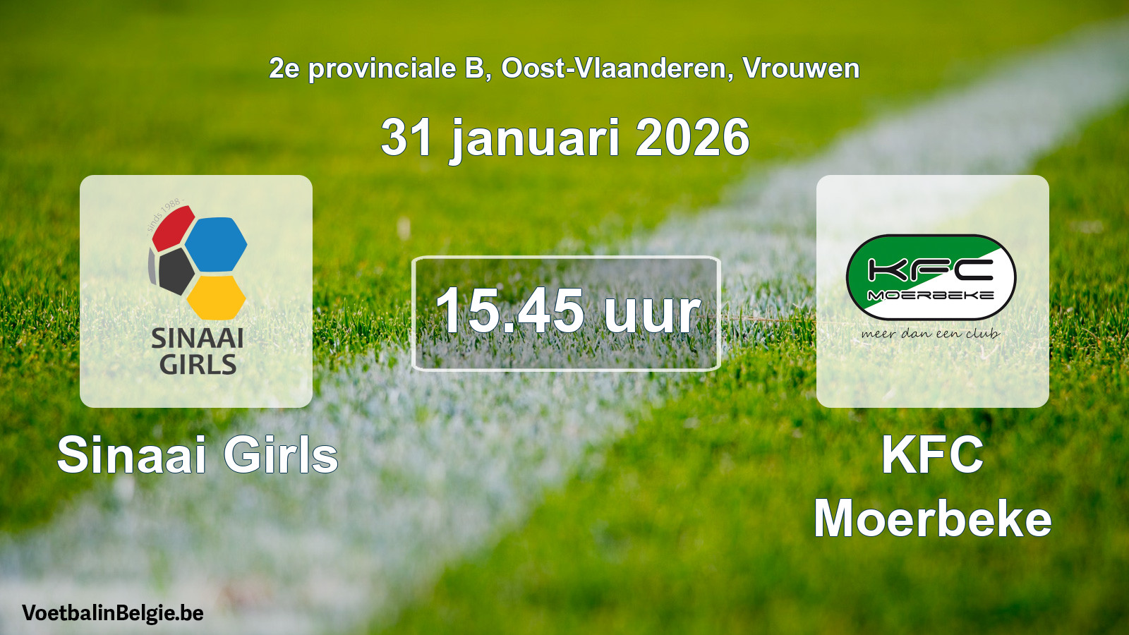 Geplantes Spiel frauen-Fußball: Sinaai Girls - KFC Moerbeke (31 Januar 2026)