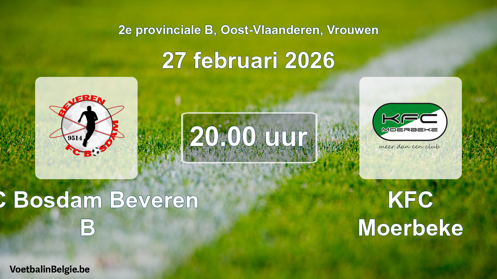 Scheduled match women football: FC Bosdam Beveren B - KFC Moerbeke (27 February 2026)