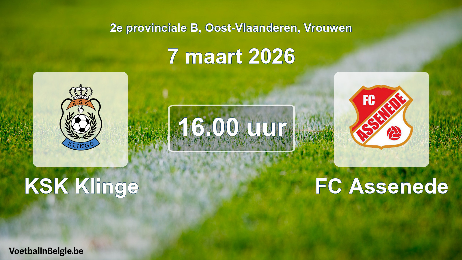 Scheduled match women football: KSK Klinge - FC Assenede (7 March 2026)