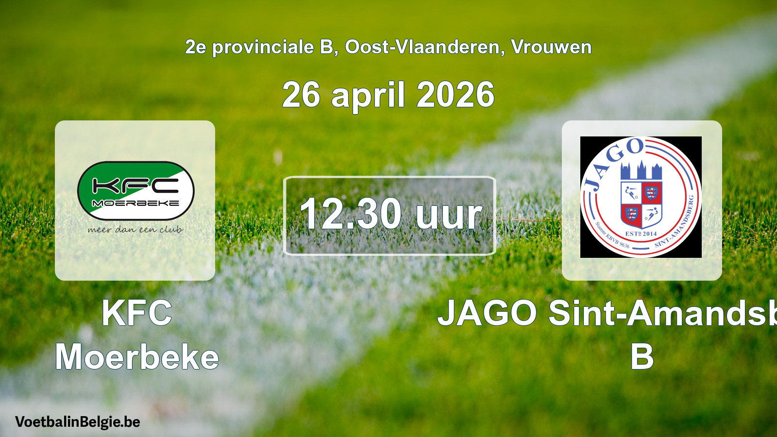 Scheduled match women football: KFC Moerbeke - JAGO Sint-Amandsberg B (26 April 2026)