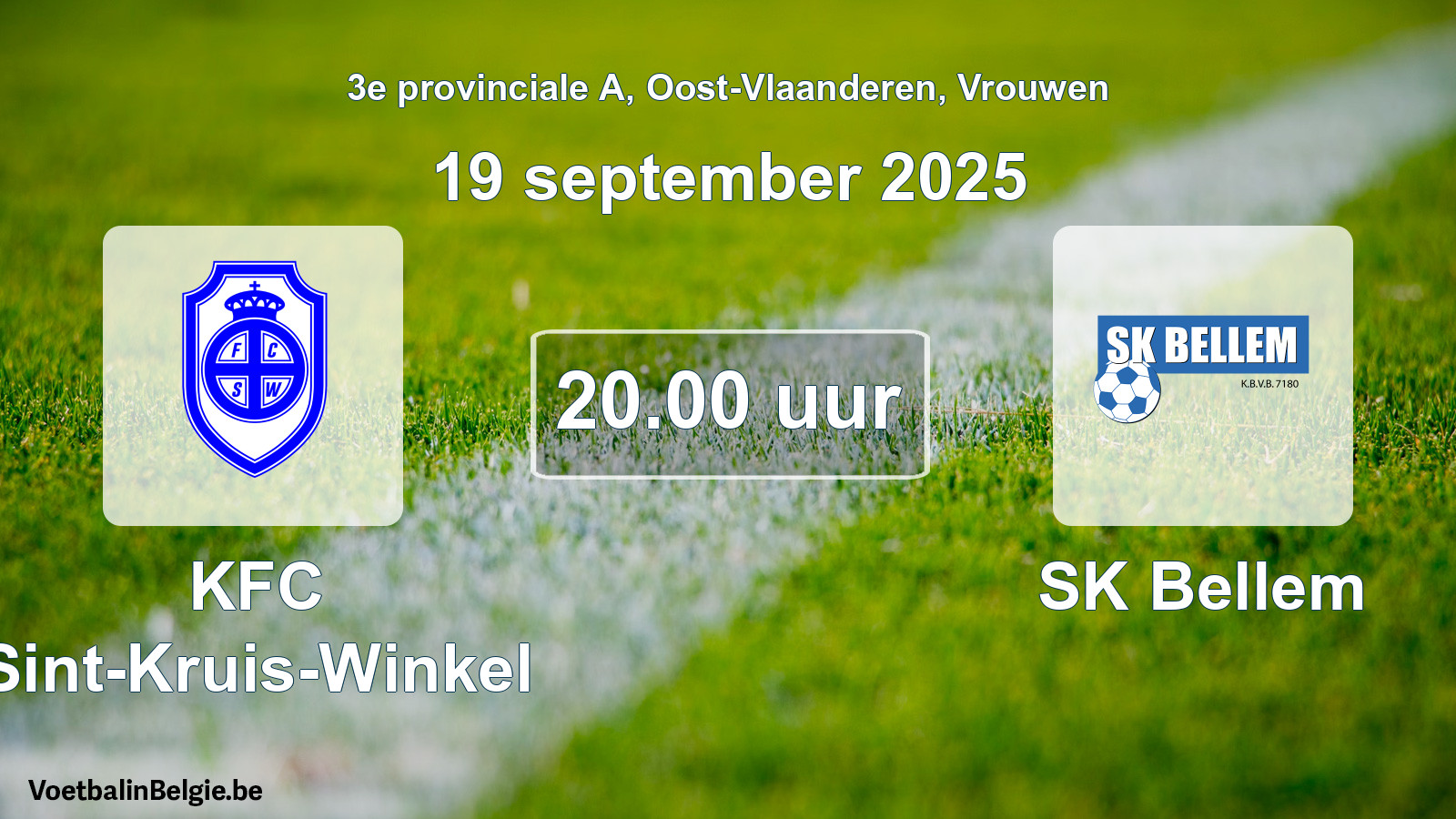 Geplande wedstrijd vrouwenvoetbal: KFC Sint-Kruis-Winkel - SK Bellem (19 september 2025)