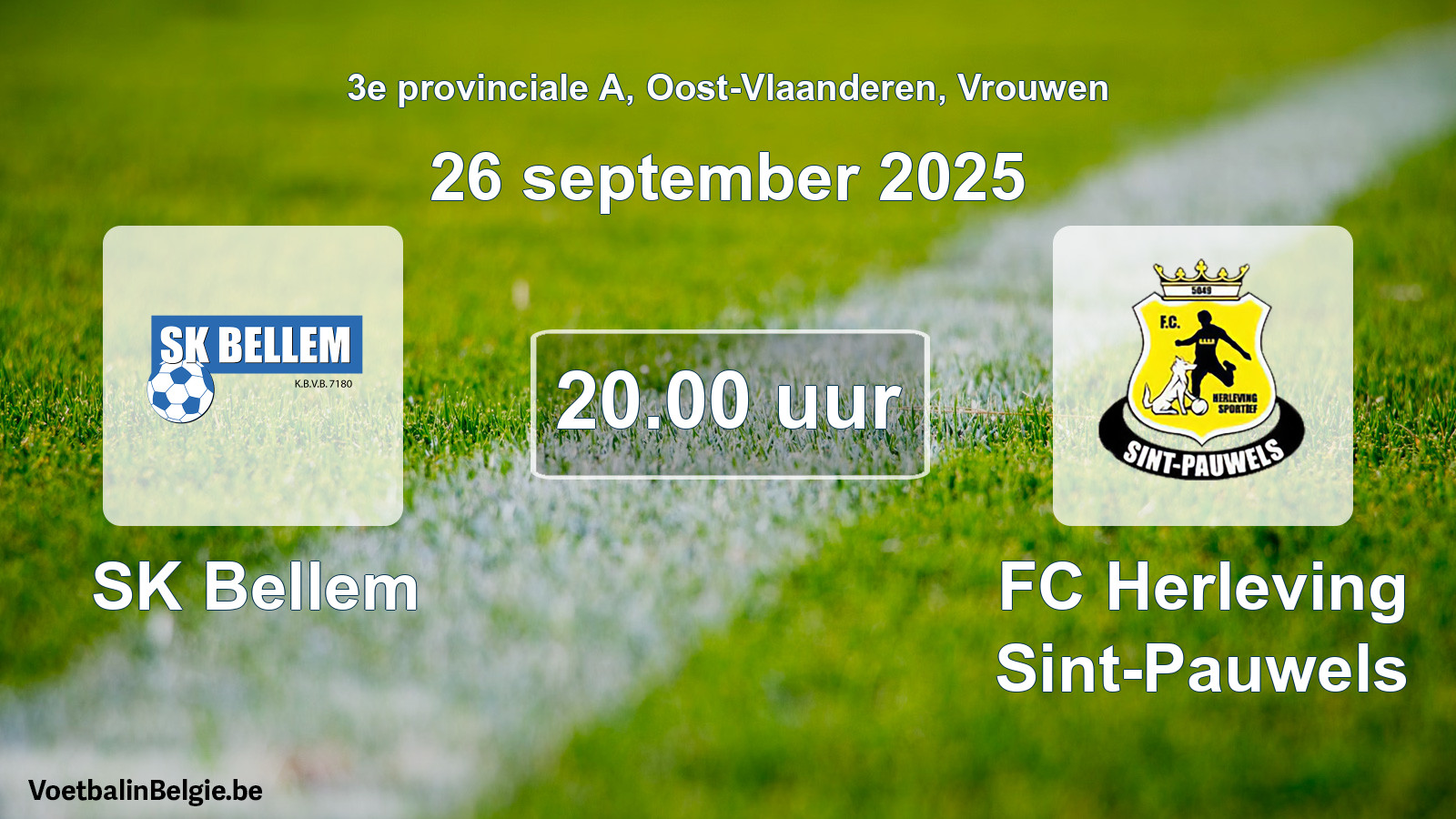 Scheduled match women football: SK Bellem - FC Herleving Sint-Pauwels (26 September 2025)