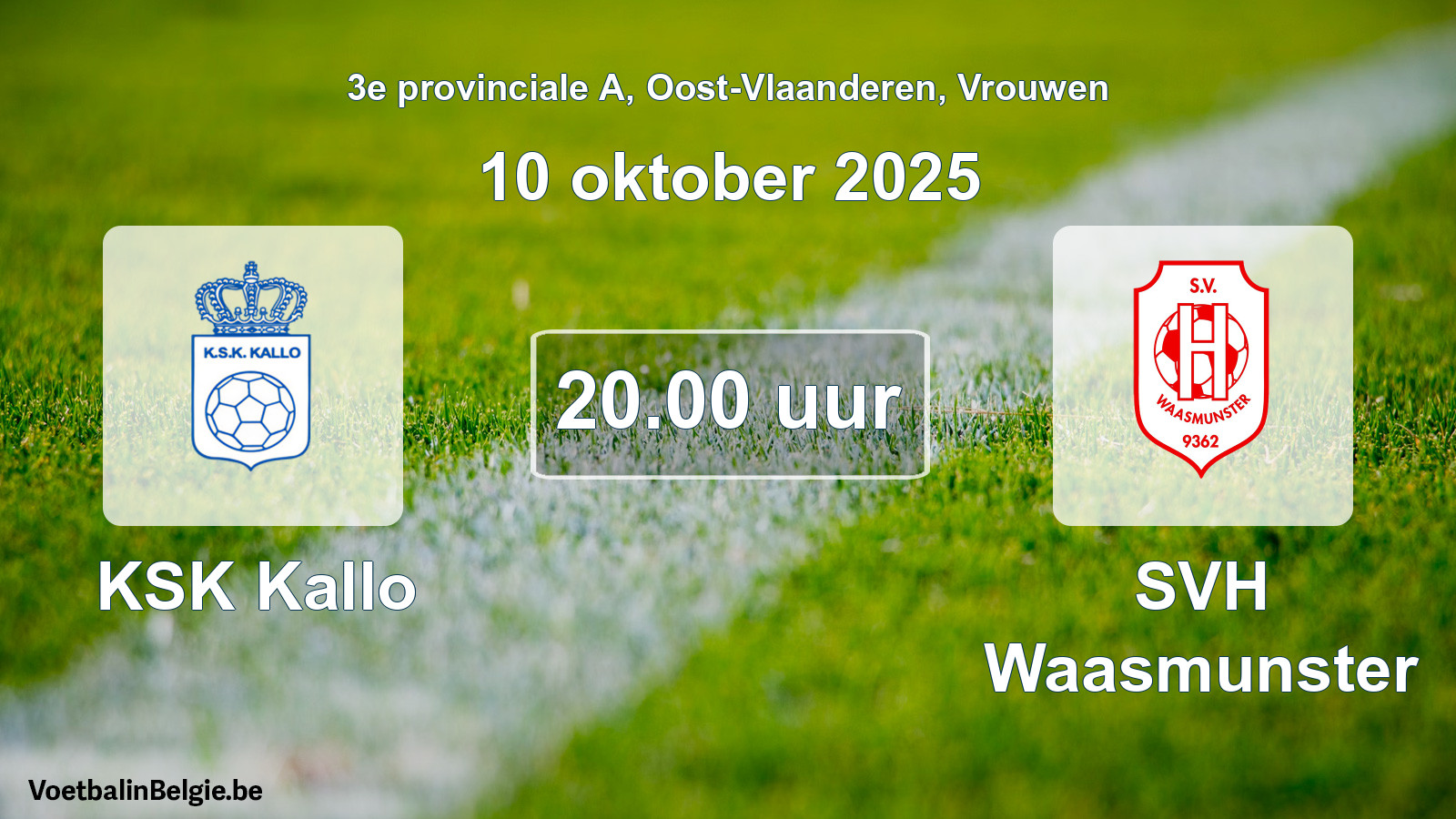 Scheduled match women football: KSK Kallo - SVH Waasmunster (10 October 2025)