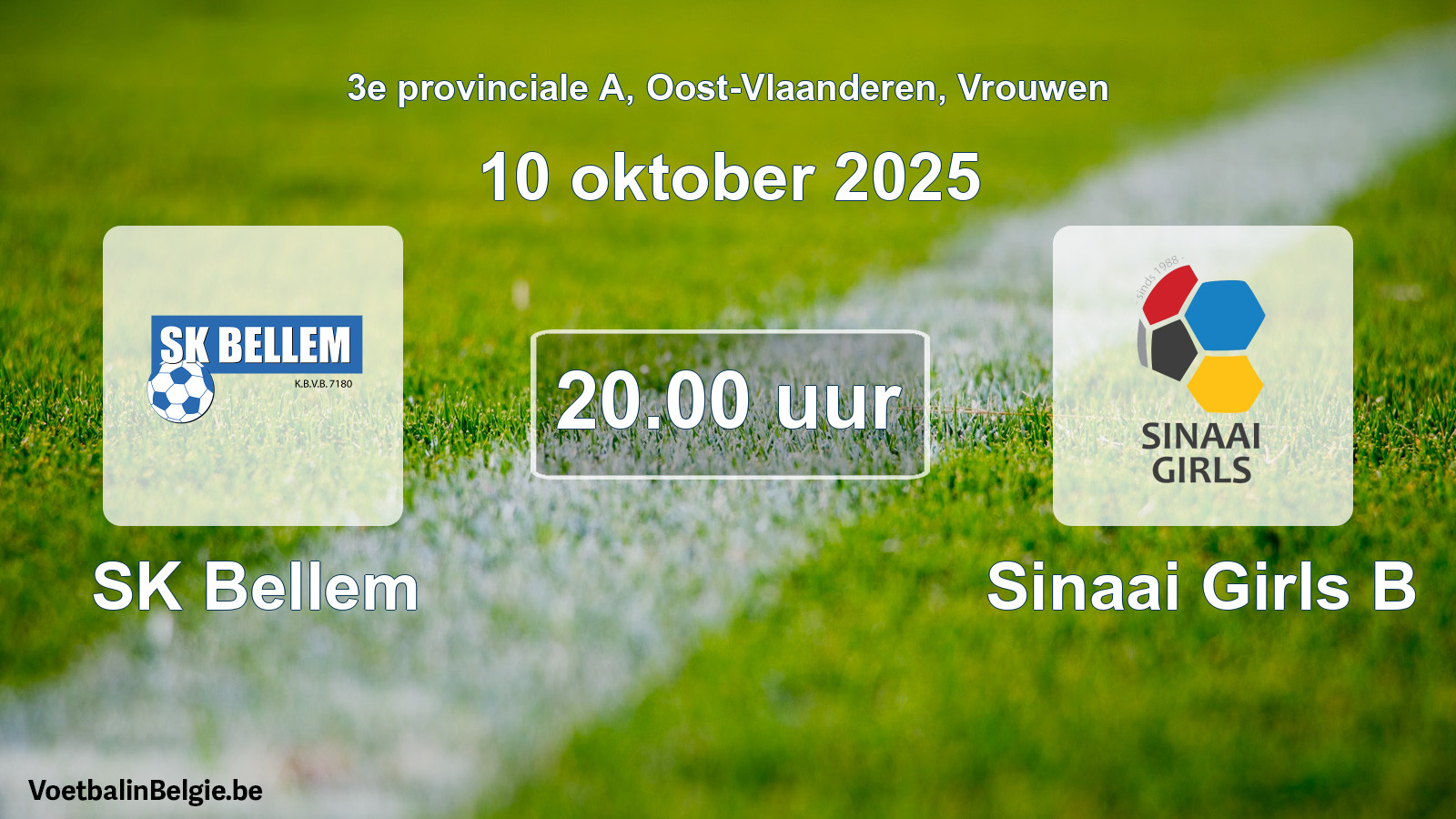 Geplande wedstrijd vrouwenvoetbal: SK Bellem - Sinaai Girls B (10 oktober 2025)