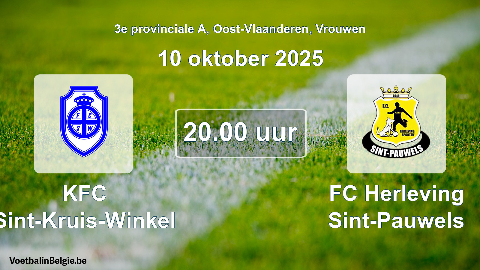 Scheduled match women football: KFC Sint-Kruis-Winkel - FC Herleving Sint-Pauwels (10 October 2025)