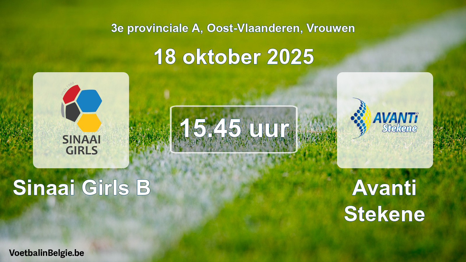 Geplande wedstrijd vrouwenvoetbal: Sinaai Girls B - Avanti Stekene (18 oktober 2025)