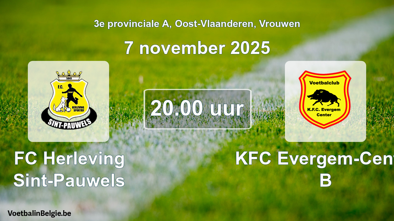 Scheduled match women football: FC Herleving Sint-Pauwels - KFC Evergem-Center B (7 November 2025)