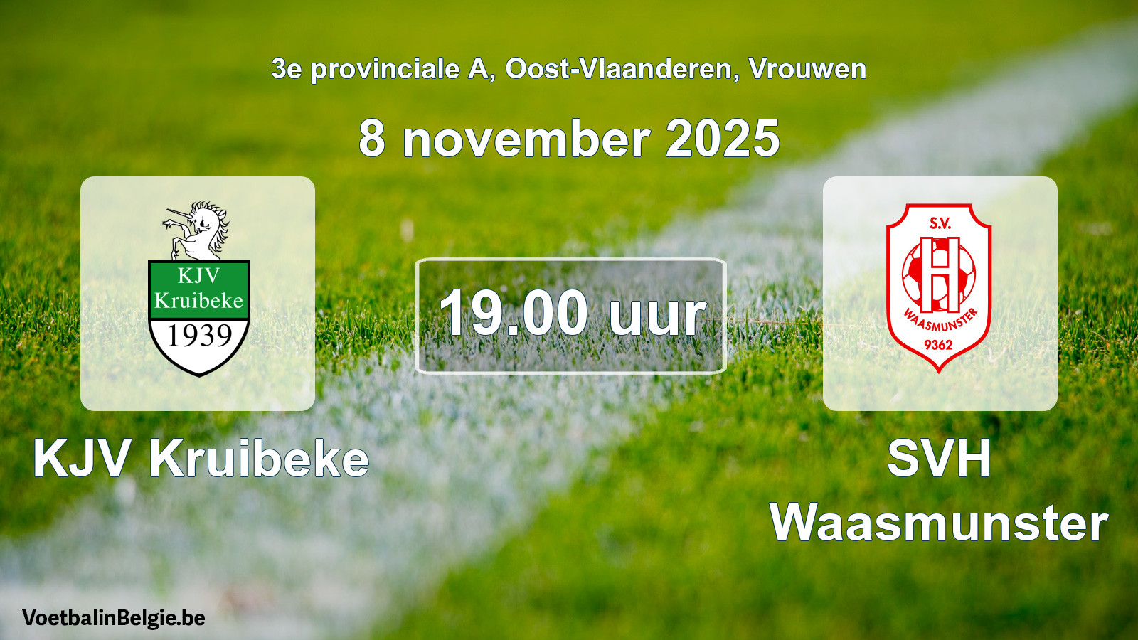 Scheduled match women football: KJV Kruibeke - SVH Waasmunster (8 November 2025)