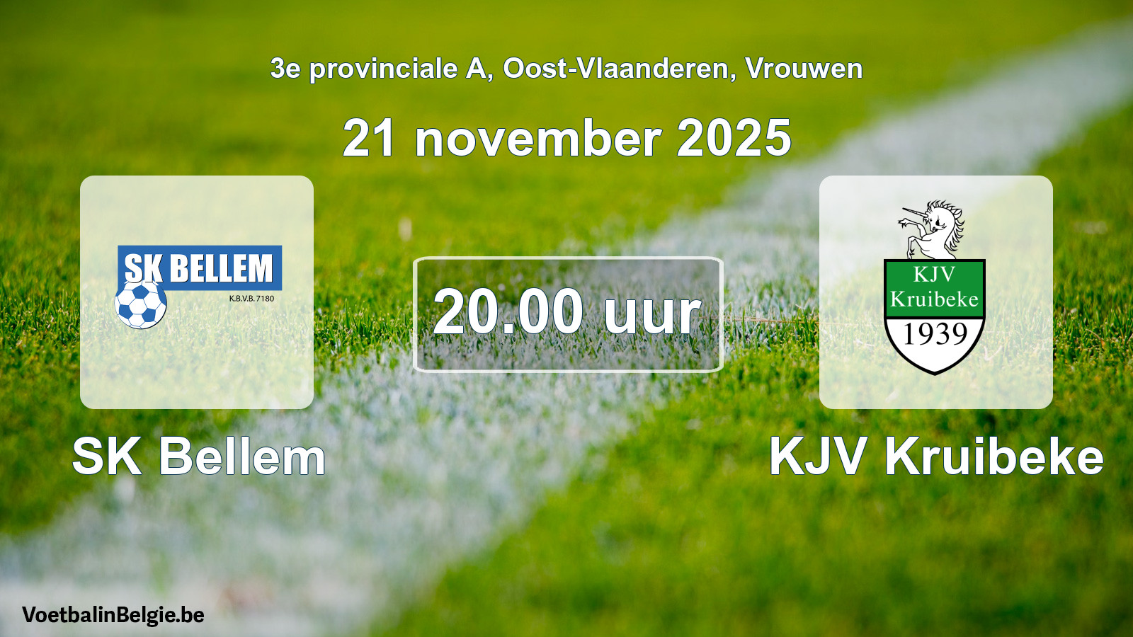 Match prévu football femmes: SK Bellem - KJV Kruibeke (21 novembre 2025)