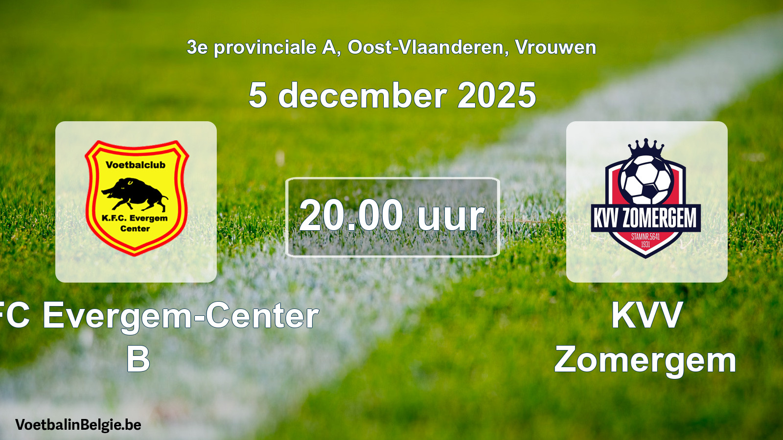 Scheduled match women football: KFC Evergem-Center B - KVV Zomergem (5 December 2025)