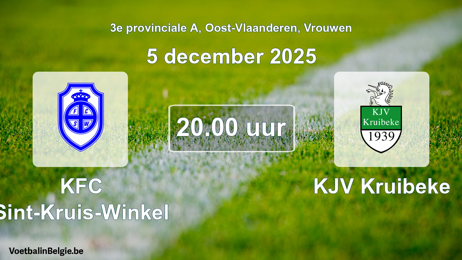 Scheduled match women football: KFC Sint-Kruis-Winkel - KJV Kruibeke (5 December 2025)