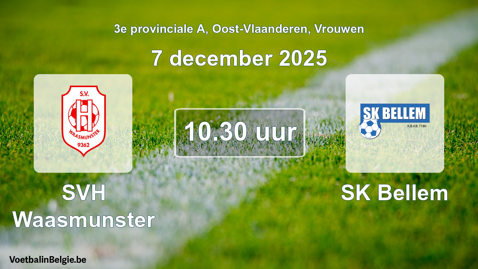 Geplande wedstrijd vrouwenvoetbal: SVH Waasmunster - SK Bellem (7 december 2025)