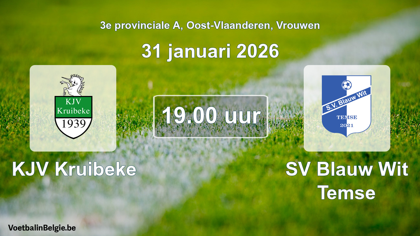 Scheduled match women football: KJV Kruibeke - SV Blauw Wit Temse (31 January 2026)