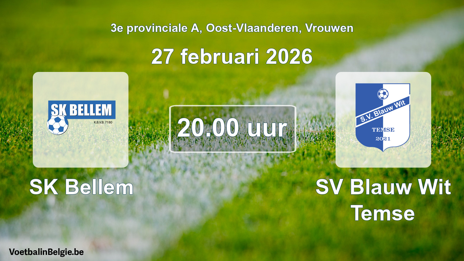Scheduled match women football: SK Bellem - SV Blauw Wit Temse (27 February 2026)
