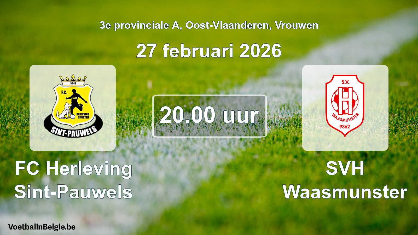 Scheduled match women football: FC Herleving Sint-Pauwels - SVH Waasmunster (27 February 2026)
