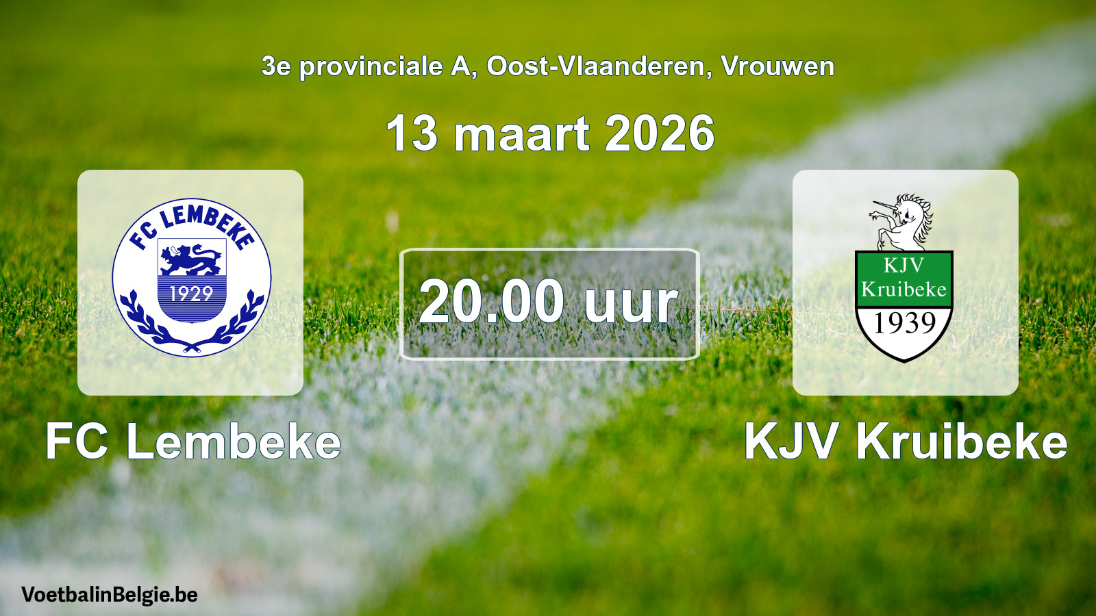 Scheduled match women football: FC Lembeke - KJV Kruibeke (13 March 2026)