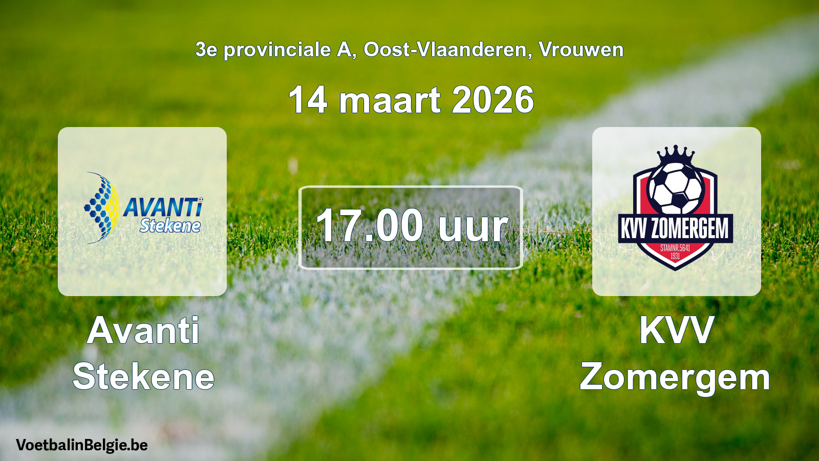 Scheduled match women football: Avanti Stekene - KVV Zomergem (14 March 2026)