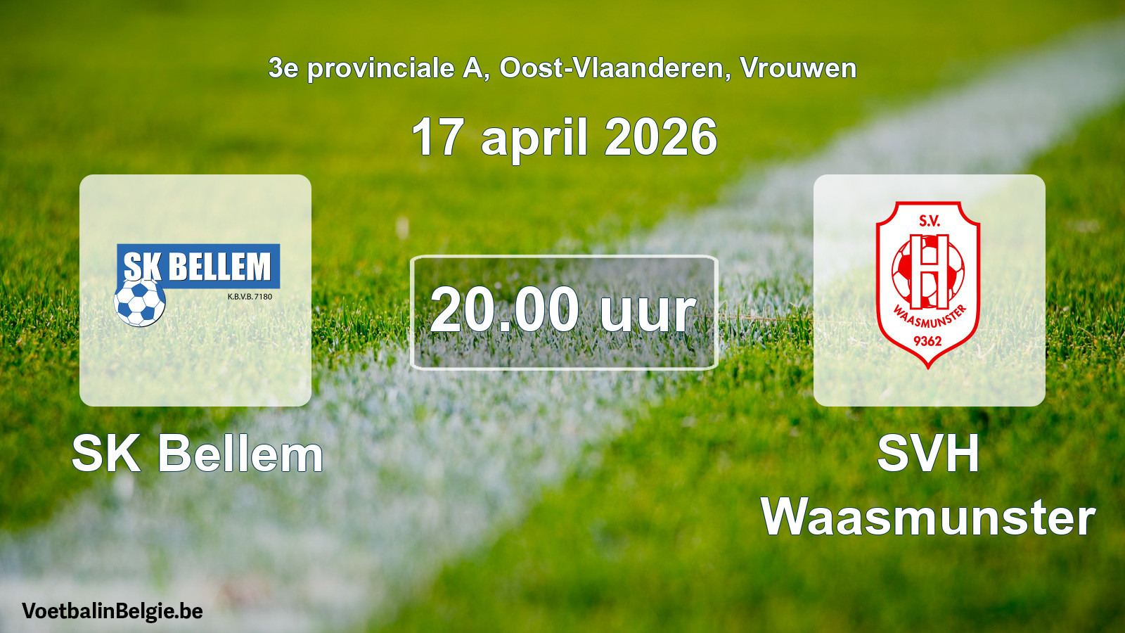 Scheduled match women football: SK Bellem - SVH Waasmunster (17 April 2026)
