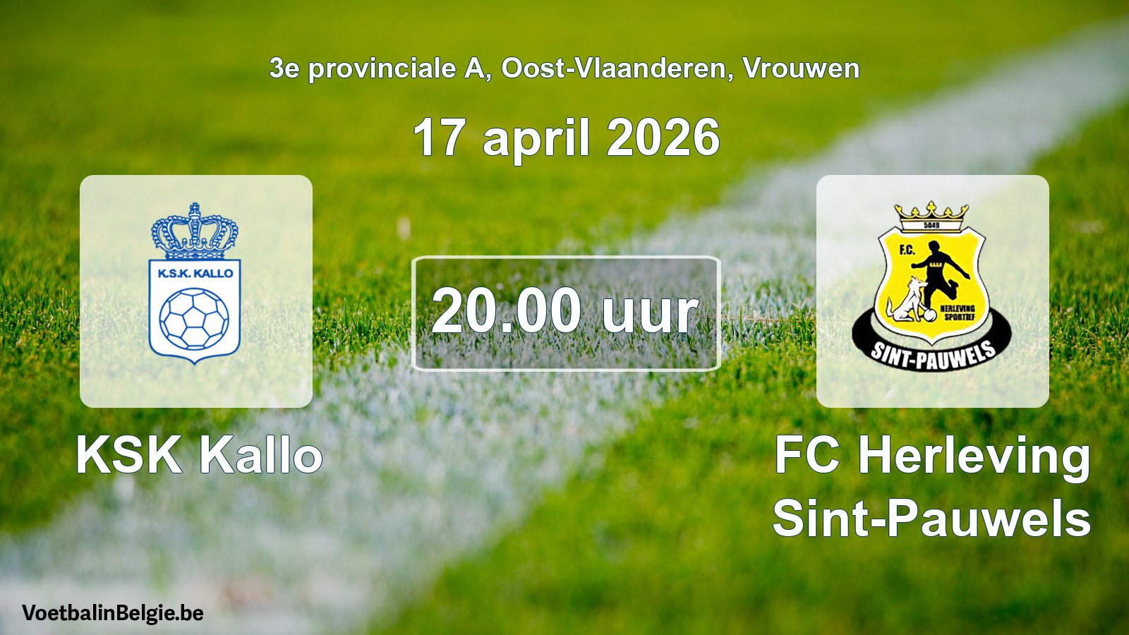 Scheduled match women football: KSK Kallo - FC Herleving Sint-Pauwels (17 April 2026)