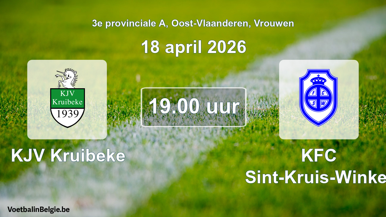 Scheduled match women football: KJV Kruibeke - KFC Sint-Kruis-Winkel (18 April 2026)