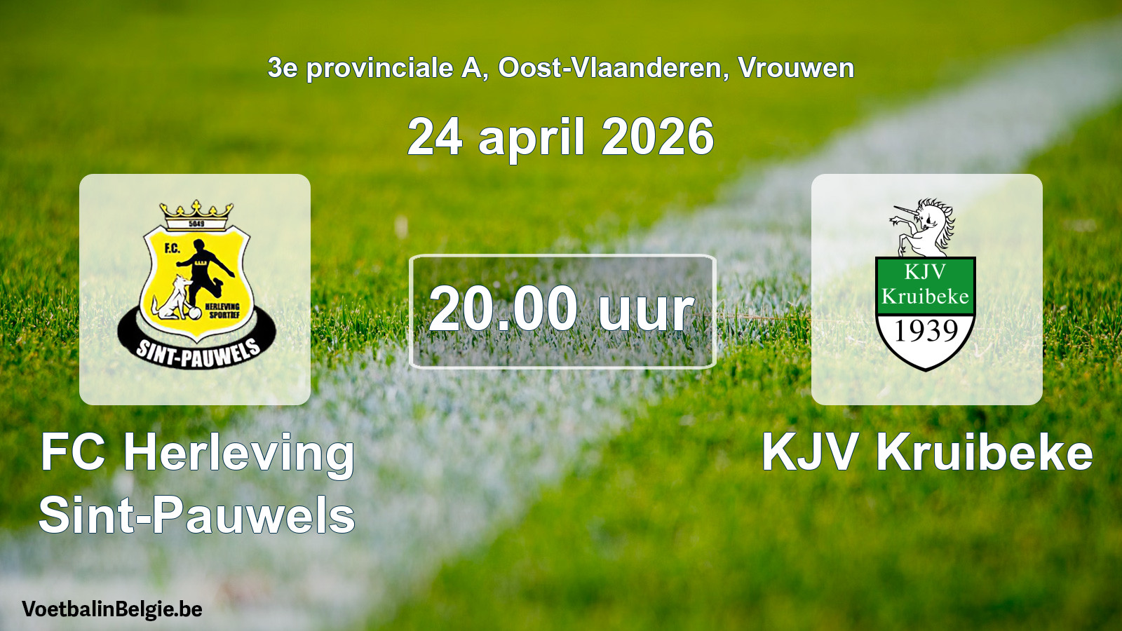 Scheduled match women football: FC Herleving Sint-Pauwels - KJV Kruibeke (24 April 2026)