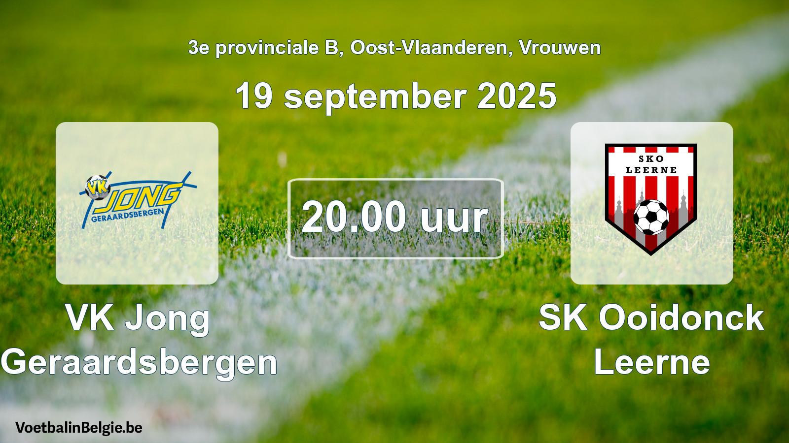 Geplande wedstrijd vrouwenvoetbal: VK Jong Geraardsbergen - SK Ooidonck Leerne (19 september 2025)