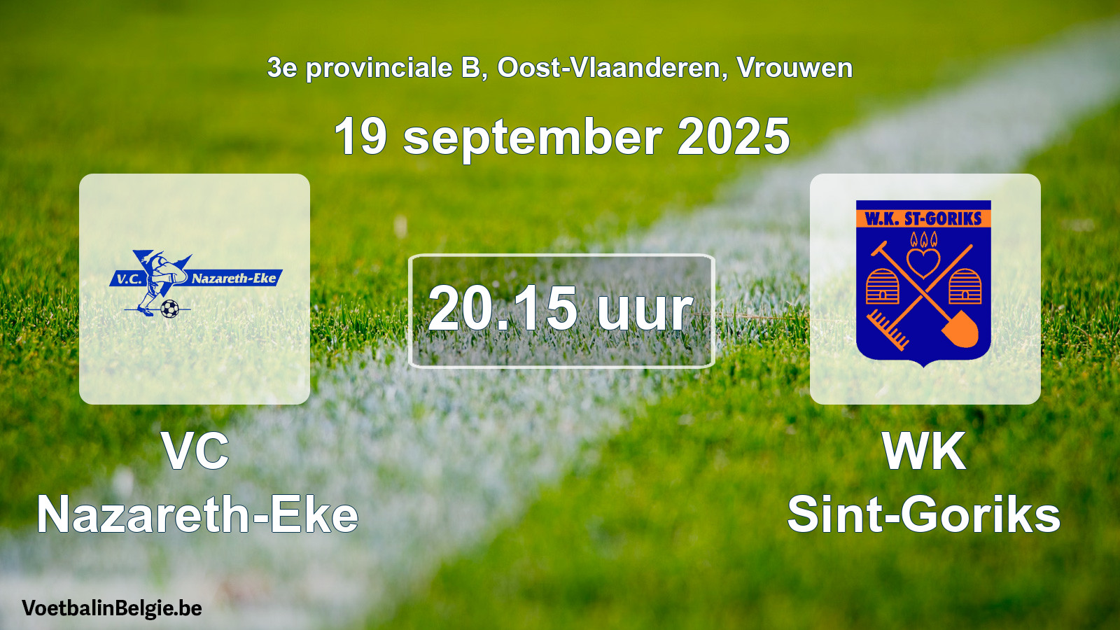 Scheduled match women football: VC Nazareth-Eke - WK Sint-Goriks (19 September 2025)