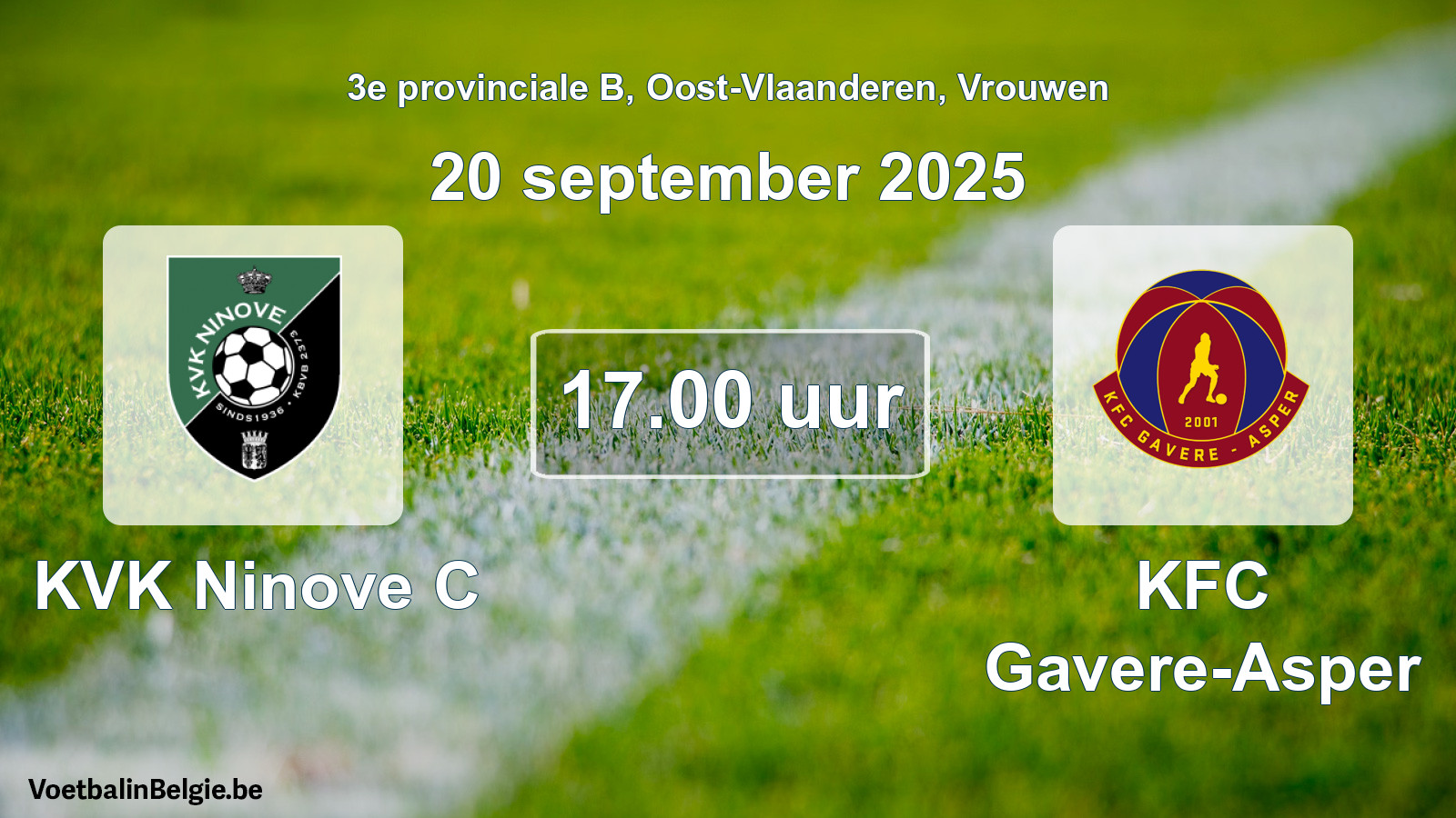 Scheduled match women football: KVK Ninove C - KFC Gavere-Asper (20 September 2025)