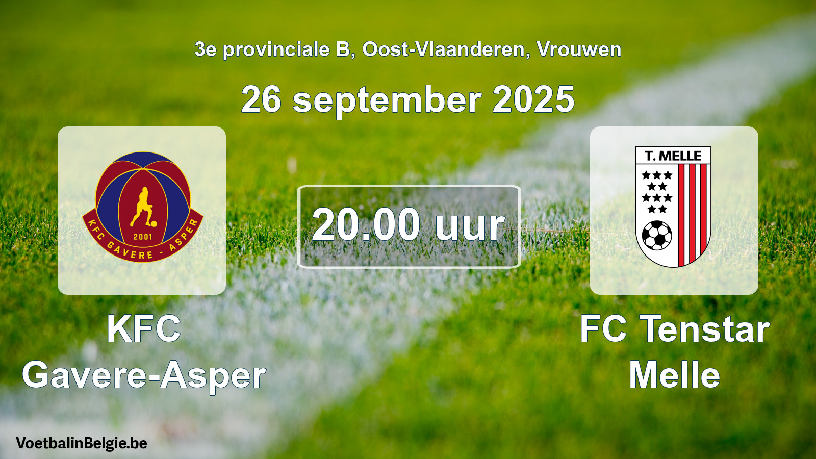 Scheduled match women football: KFC Gavere-Asper - FC Tenstar Melle (26 September 2025)