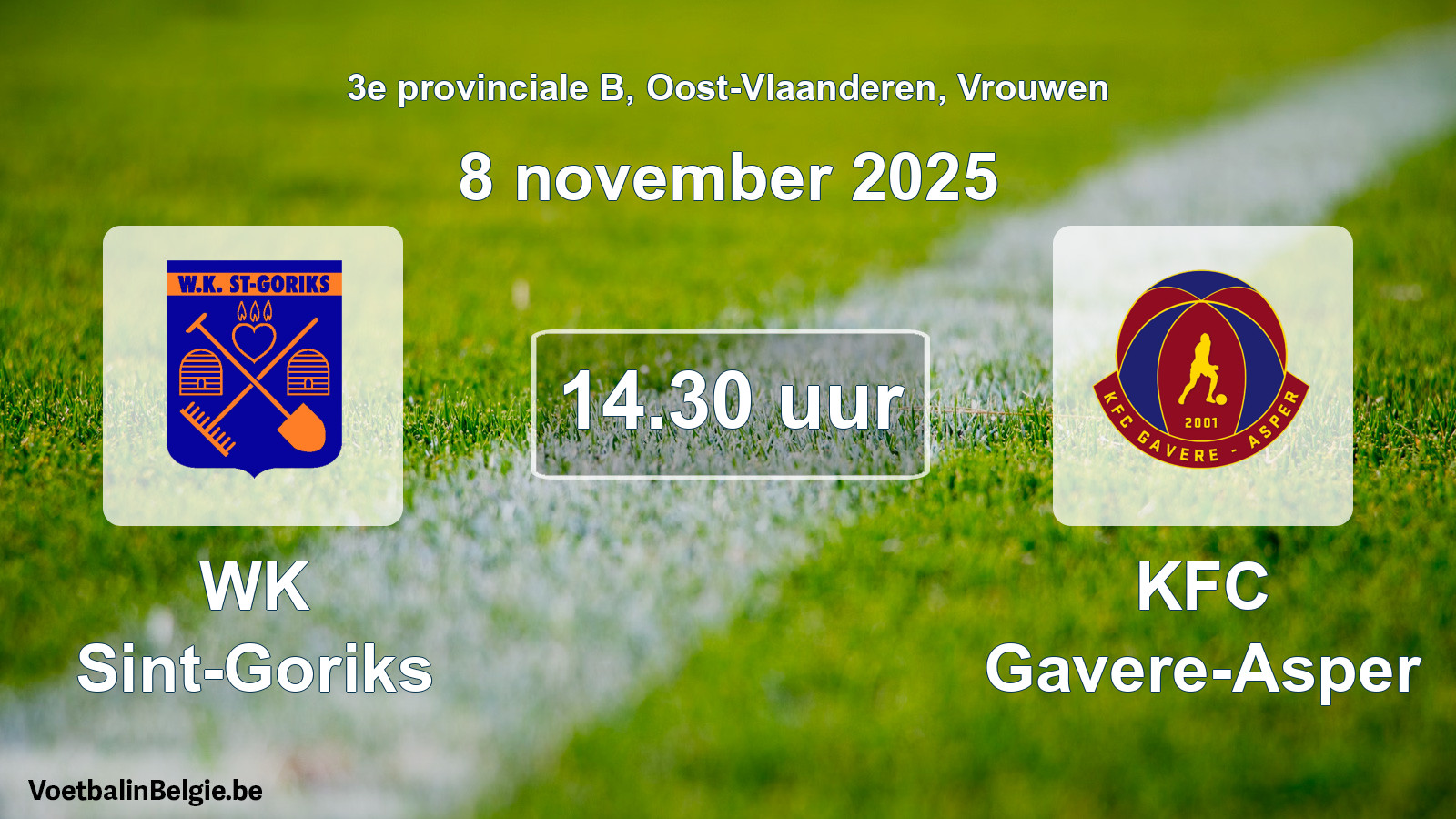 Scheduled match women football: WK Sint-Goriks - KFC Gavere-Asper (8 November 2025)