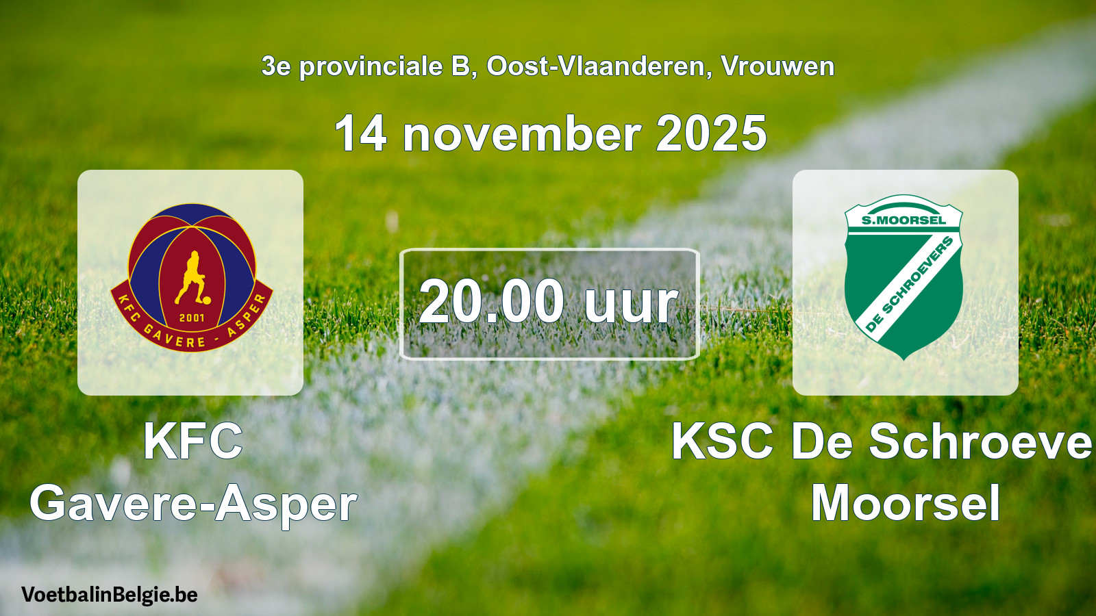 Scheduled match women football: KFC Gavere-Asper - KSC De Schroevers Moorsel (14 November 2025)