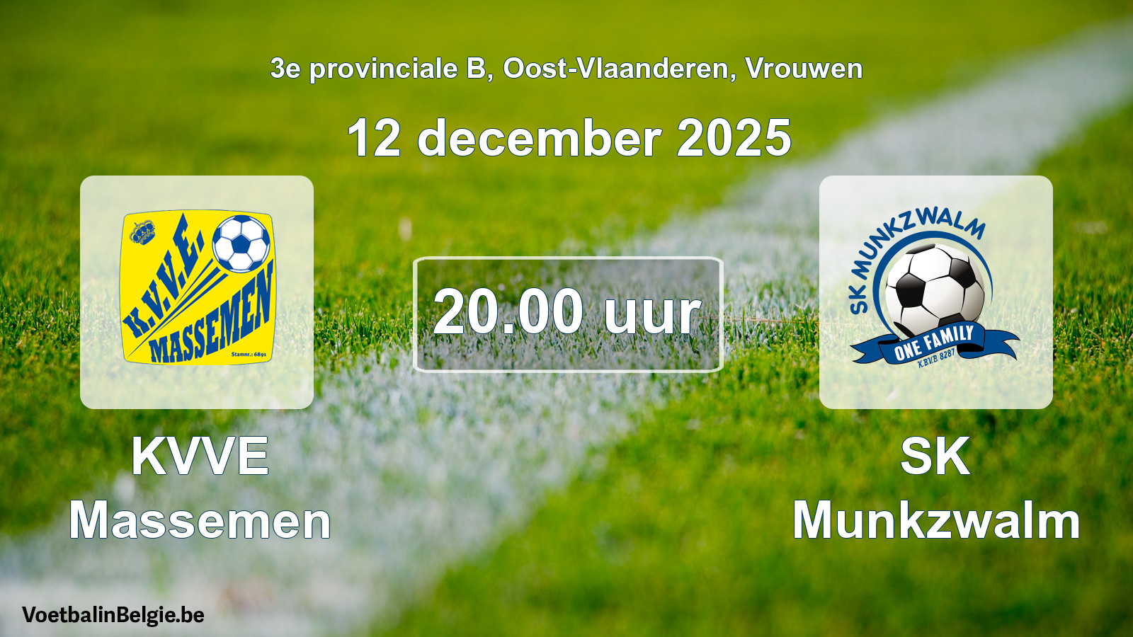 Scheduled match women football: KVVE Massemen - SK Munkzwalm (12 December 2025)