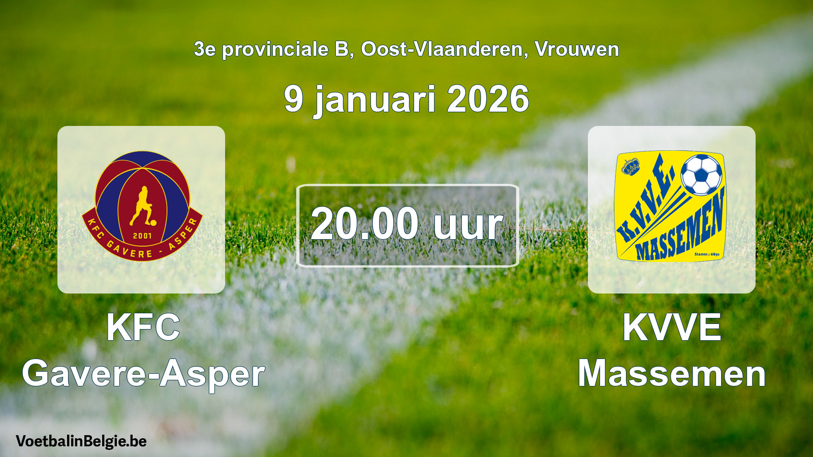 Scheduled match women football: KFC Gavere-Asper - KVVE Massemen (9 January 2026)