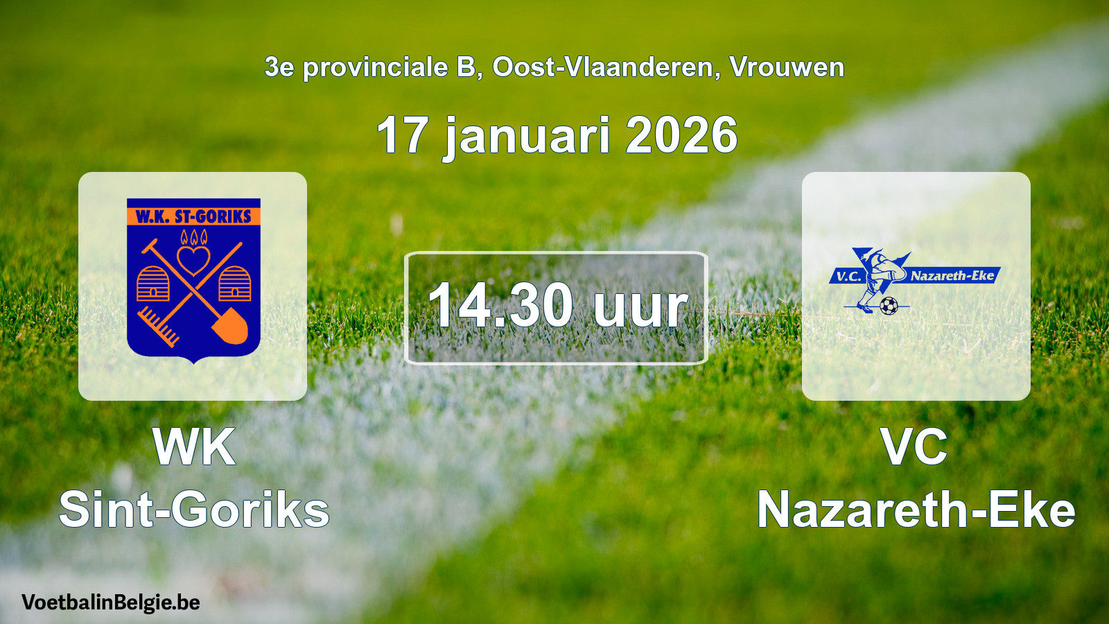 Scheduled match women football: WK Sint-Goriks - VC Nazareth-Eke (17 January 2026)