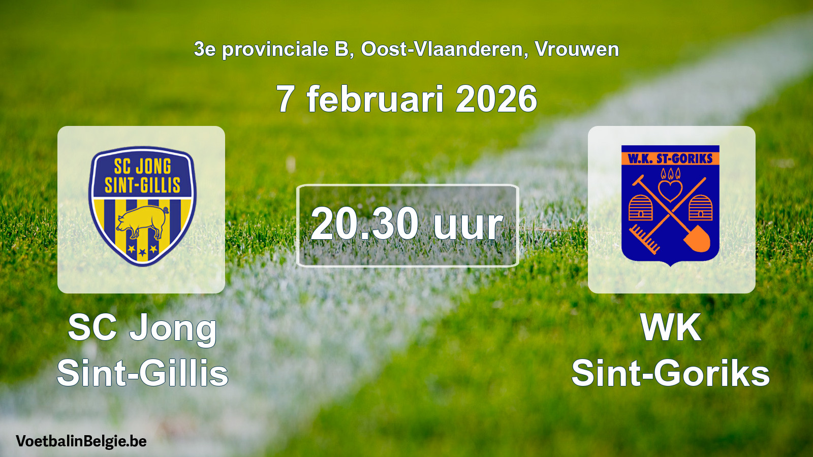 Scheduled match women football: SC Jong Sint-Gillis - WK Sint-Goriks (7 February 2026)