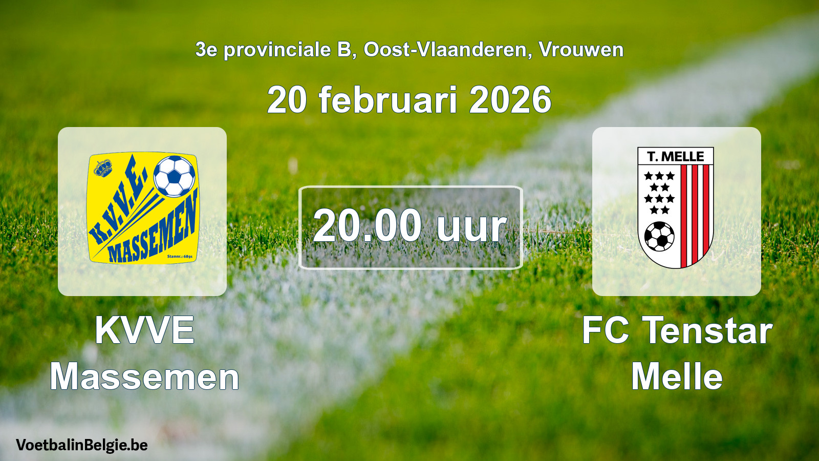 Scheduled match women football: KVVE Massemen - FC Tenstar Melle (20 February 2026)