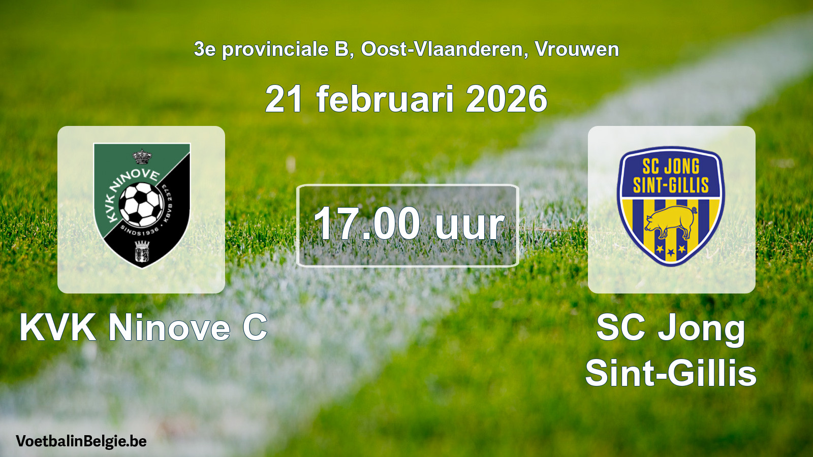 Scheduled match women football: KVK Ninove C - SC Jong Sint-Gillis (21 February 2026)