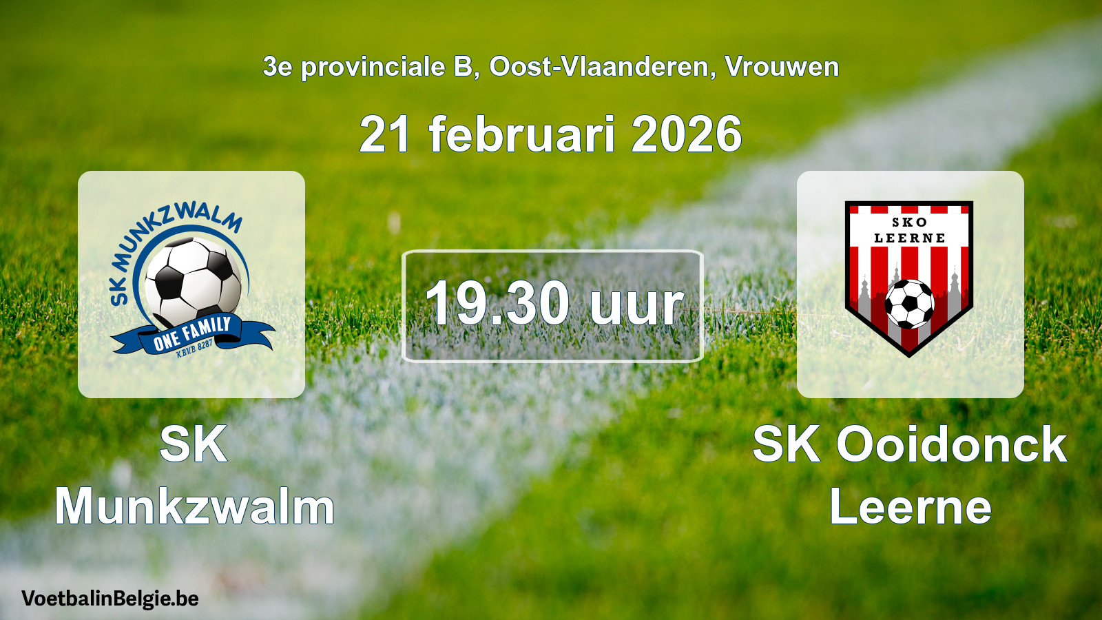 Scheduled match women football: SK Munkzwalm - SK Ooidonck Leerne (21 February 2026)