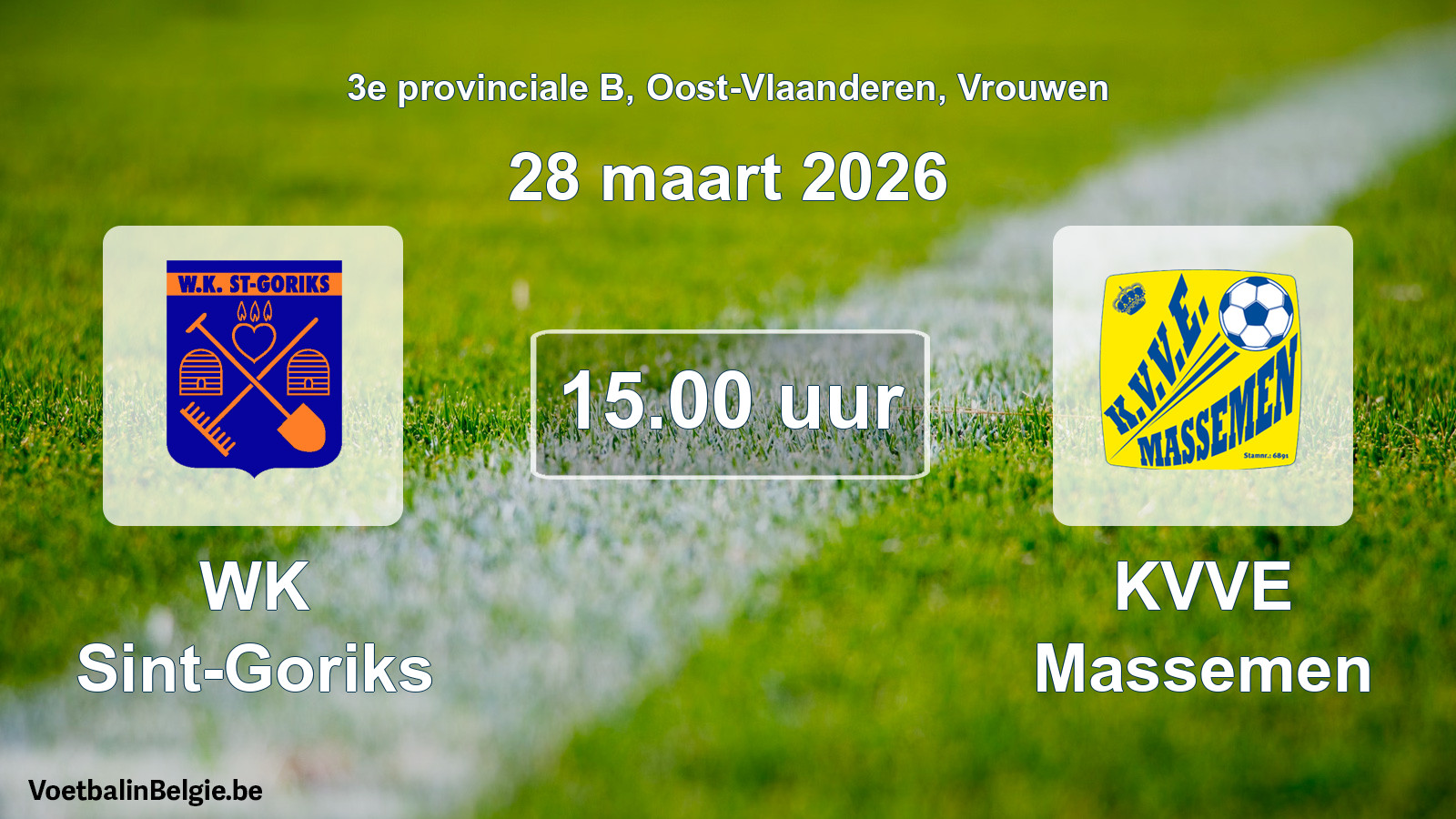 Scheduled match women football: WK Sint-Goriks - KVVE Massemen (28 March 2026)