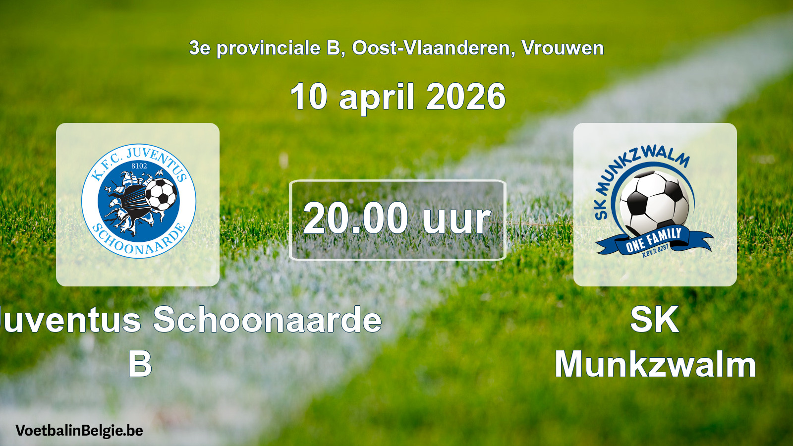 Scheduled match women football: KFC Juventus Schoonaarde B - SK Munkzwalm (10 April 2026)