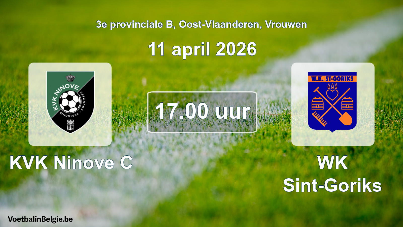 Scheduled match women football: KVK Ninove C - WK Sint-Goriks (11 April 2026)