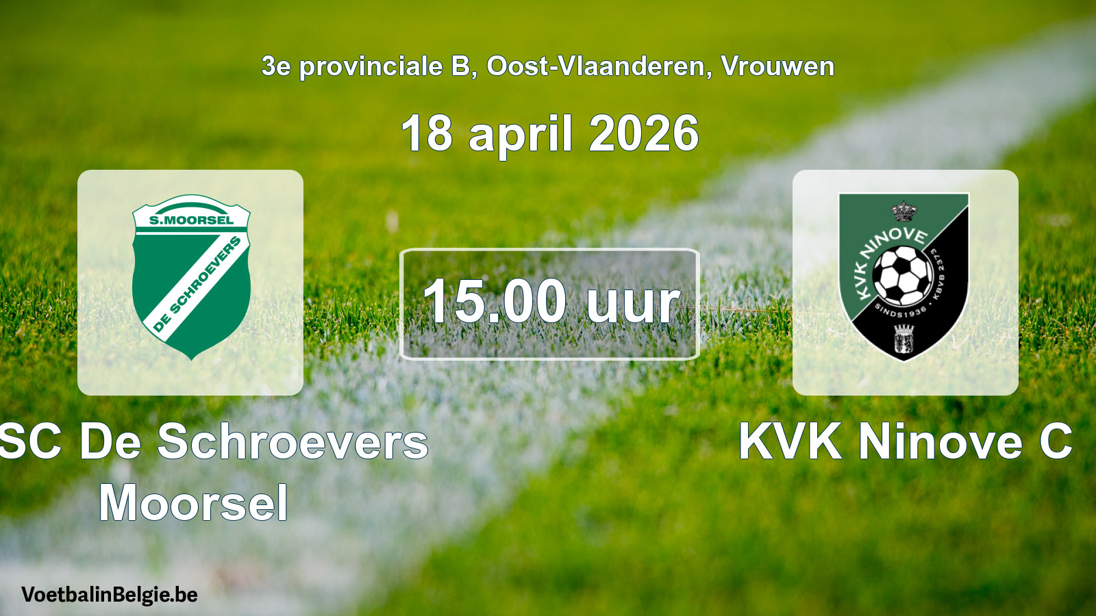 Scheduled match women football: KSC De Schroevers Moorsel - KVK Ninove C (18 April 2026)
