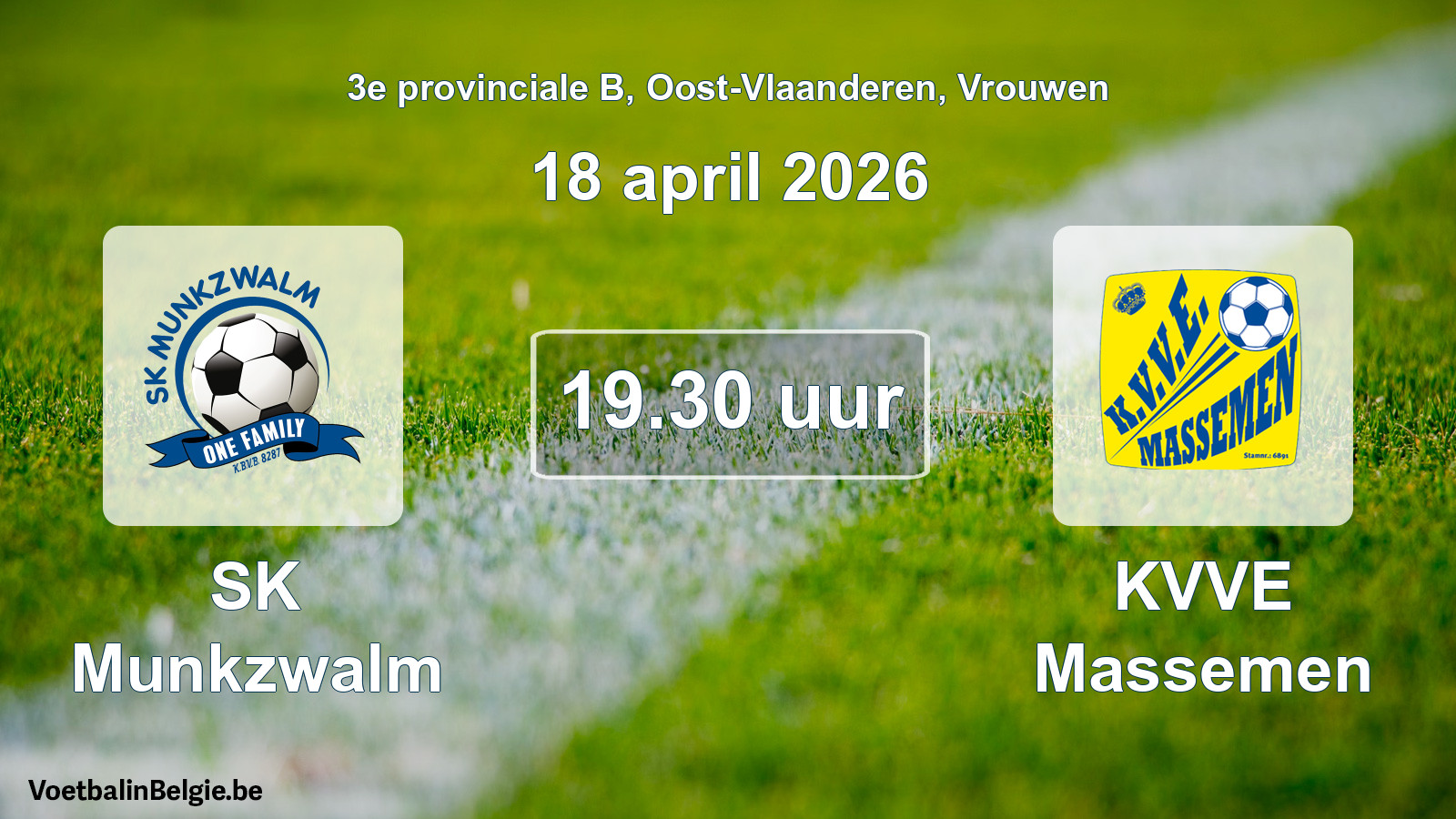 Scheduled match women football: SK Munkzwalm - KVVE Massemen (18 April 2026)