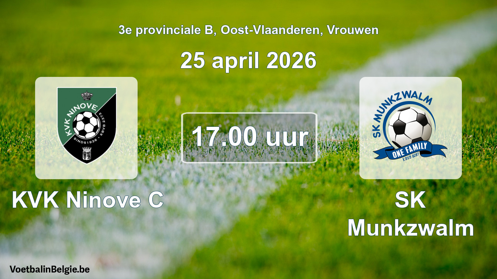 Match prévu football femmes: KVK Ninove C - SK Munkzwalm (25 avril 2026)