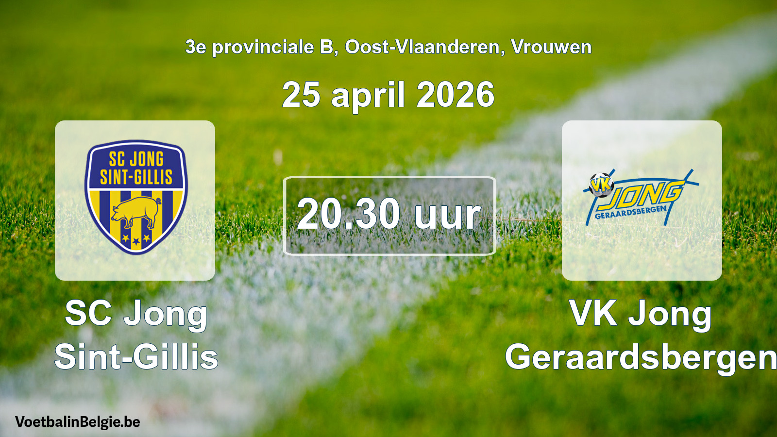 Scheduled match women football: SC Jong Sint-Gillis - VK Jong Geraardsbergen (25 April 2026)